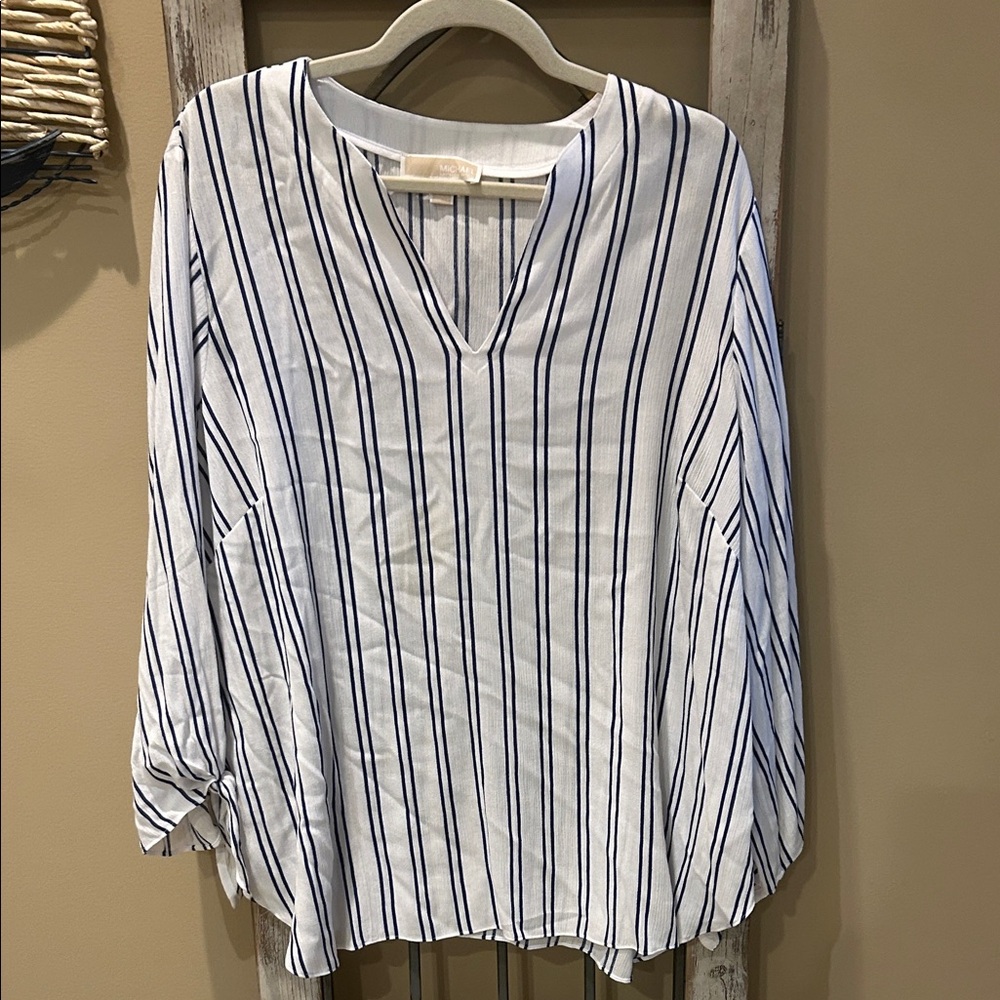 Michael Kors Navy and White Striped Blouse